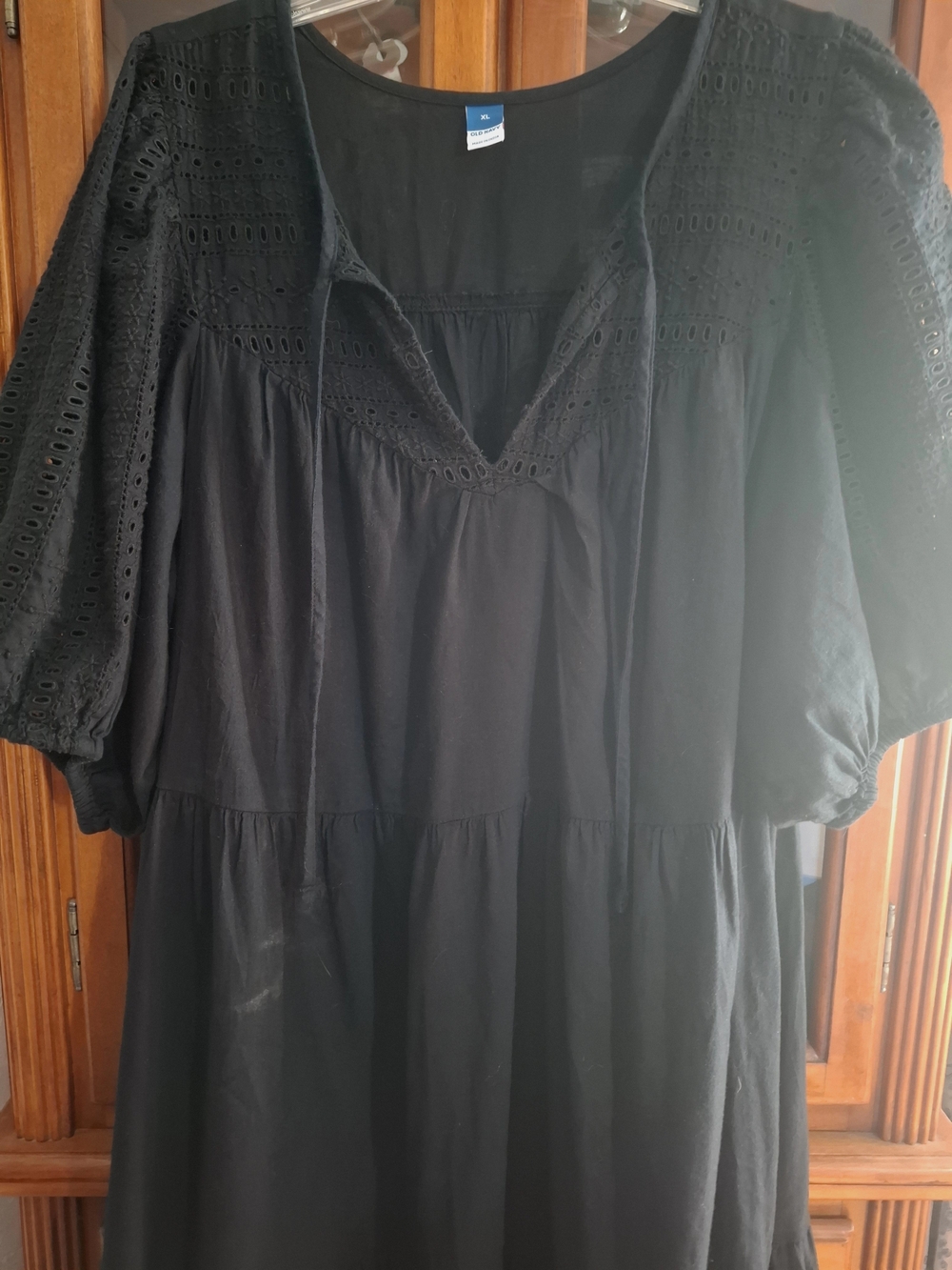 Old Navy Black Eyelet Puff Sleeve Dress